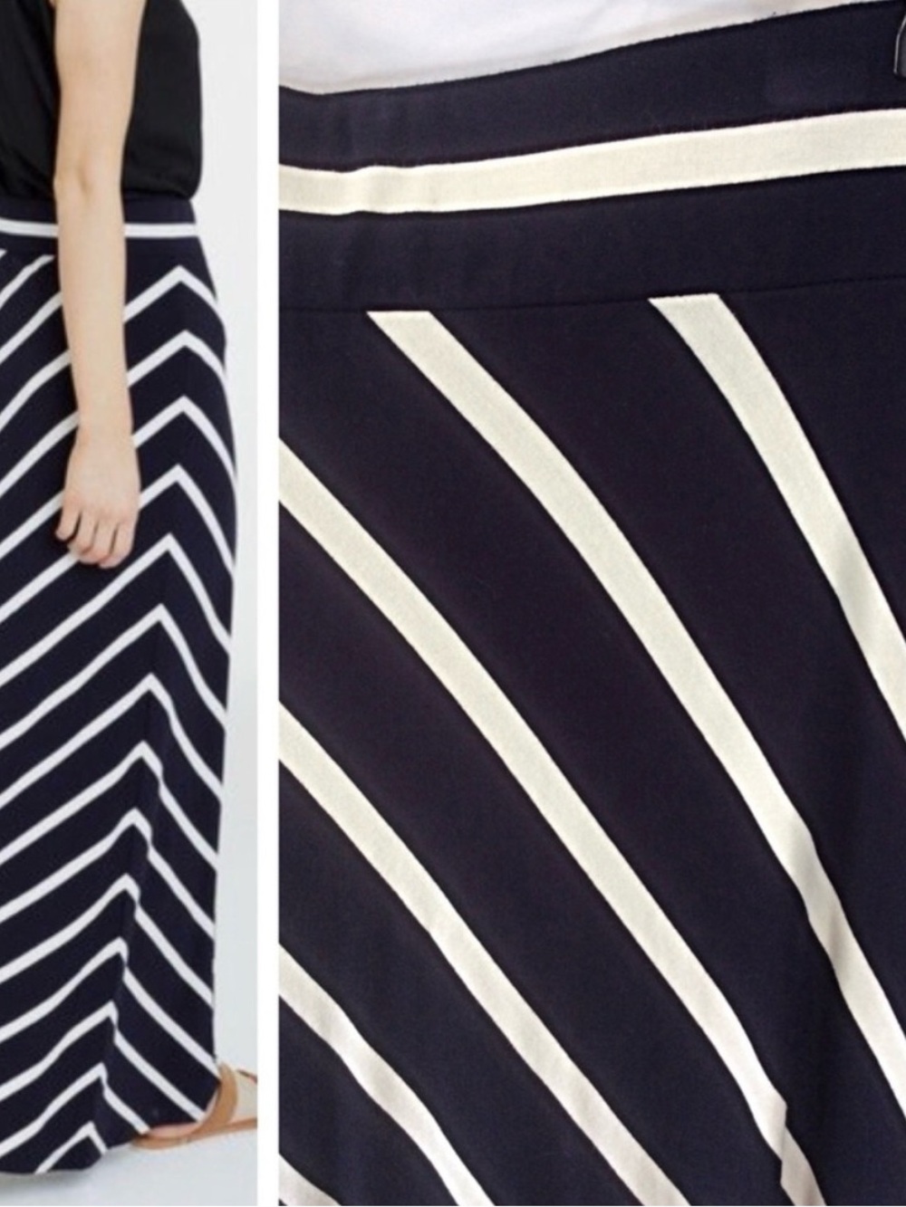 Ann Taylor Striped Column Maxi Slit Skirt